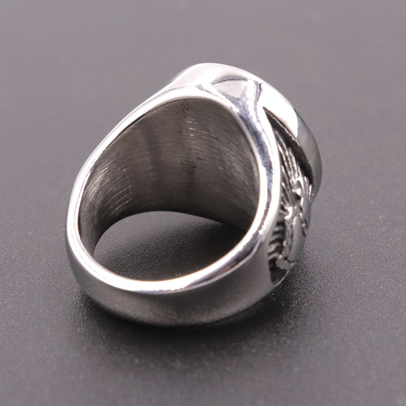Vintage Praying Hand Titanium Steel Ring Silver With Street Luxury Shine - Image 5