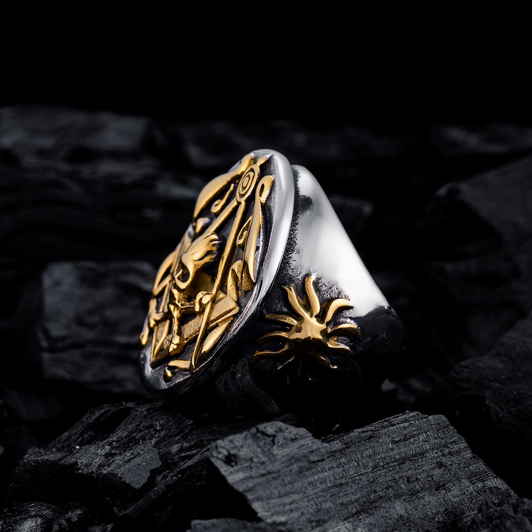 Gold Masonic Skull Stainless Steel Ring With Street Luxury Shine - Image 3