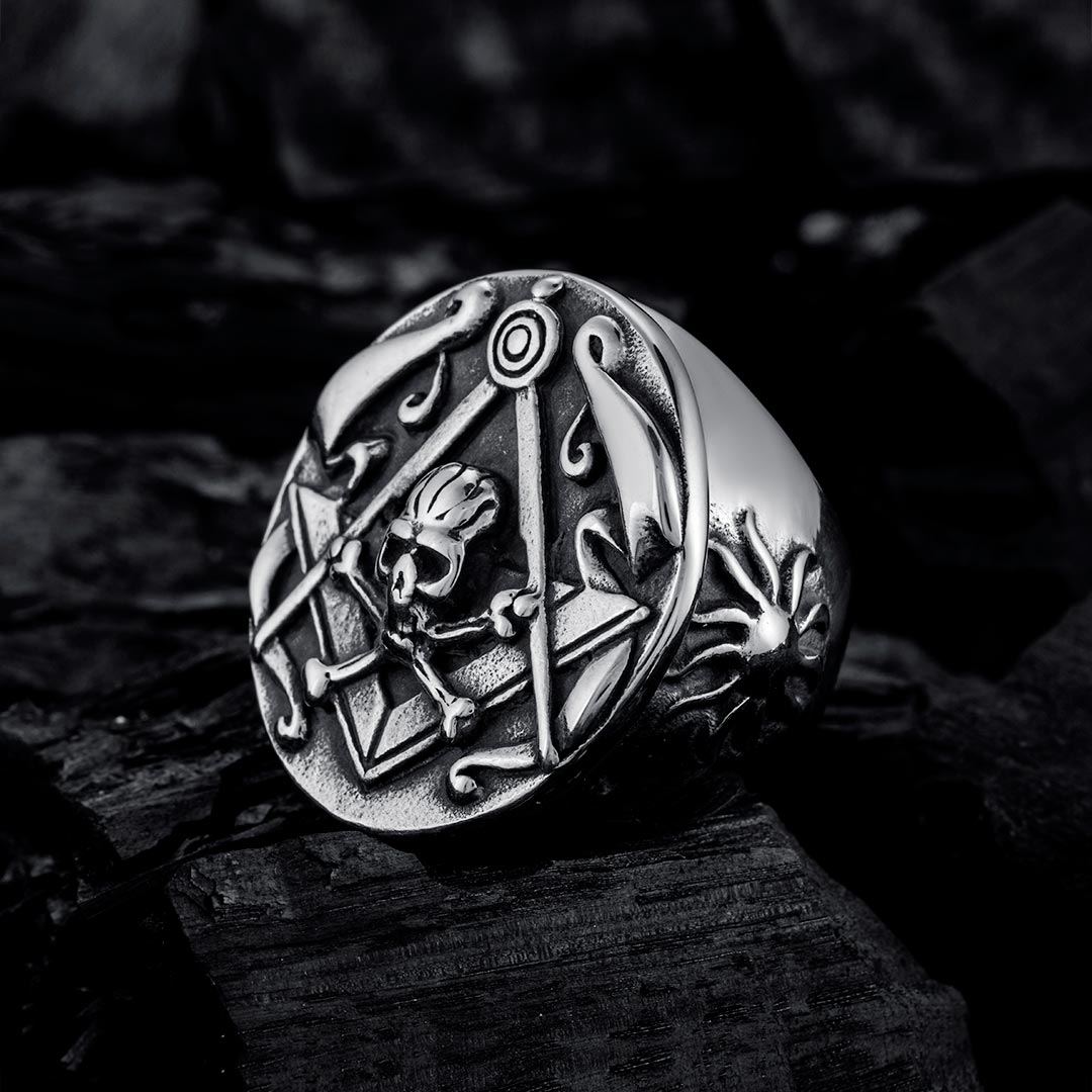 Masonic Skull Stainless Steel Ring Bold Statement Style With Street Luxury - Image 3