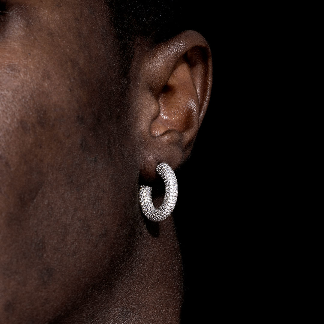 Micro Pave Hoop Earrings In White Gold Made For Street Luxury Energy - Image 4