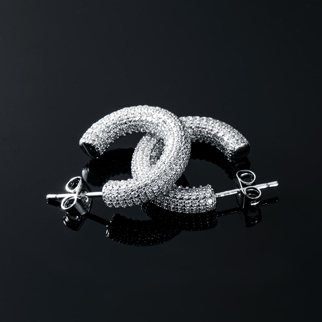Micro Pave Hoop Earrings In White Gold Made For Street Luxury Energy - Image 5