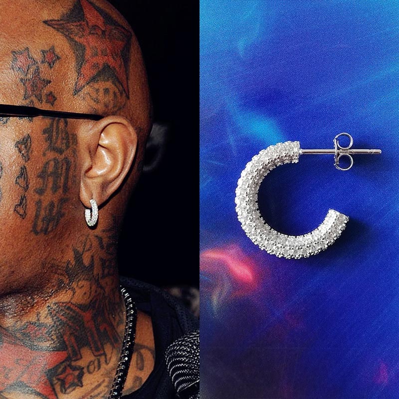 Micro Pave Hoop Earrings In White Gold Made For Street Luxury Energy