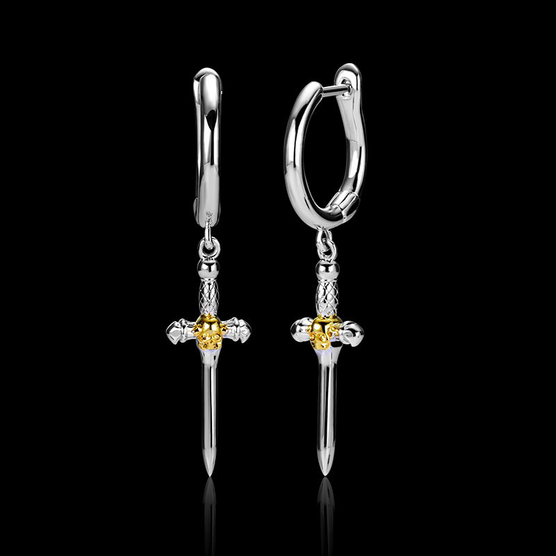 Skull On Sword Dangle Earrings Bold Statement Style With Street Luxury - Image 4