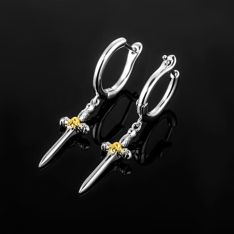 Skull On Sword Dangle Earrings Bold Statement Style With Street Luxury - Image 5