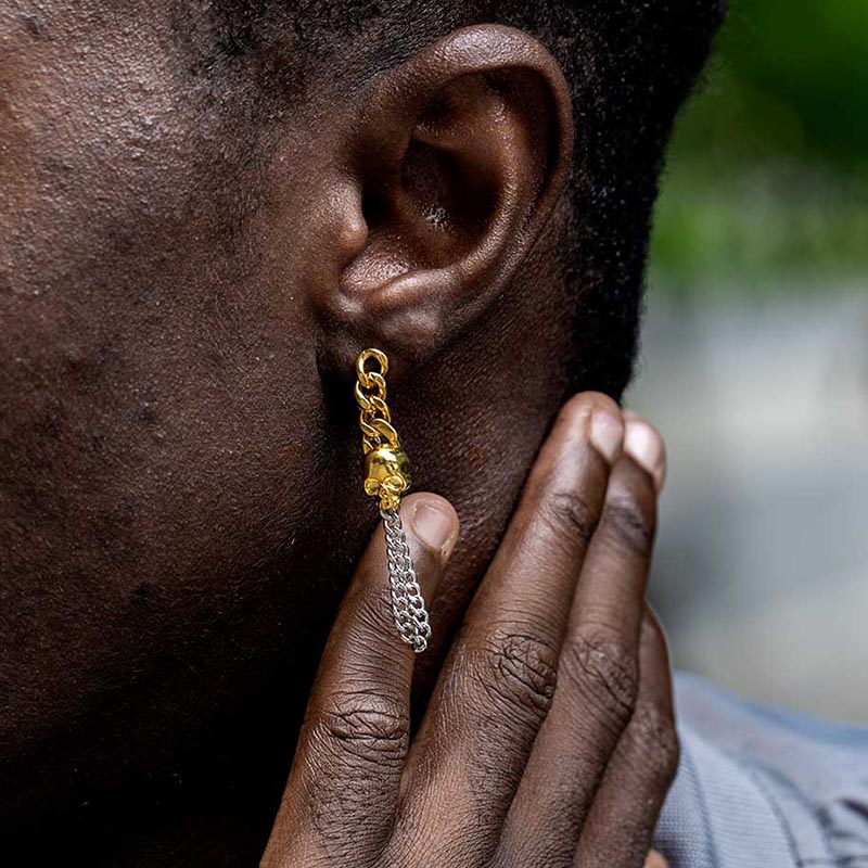 Two-tone Skull Asymmetric Earrings Bold Statement Style With Street Luxury - Image 4