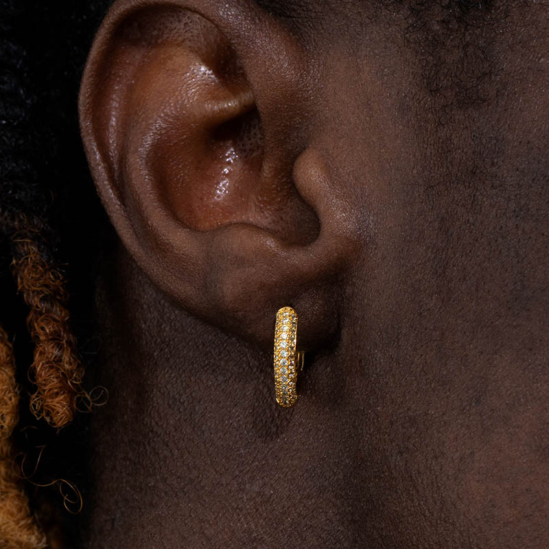 Iced Out Circle Hoop Earrings In Gold Moissanite With Street Luxury Shine - Image 3