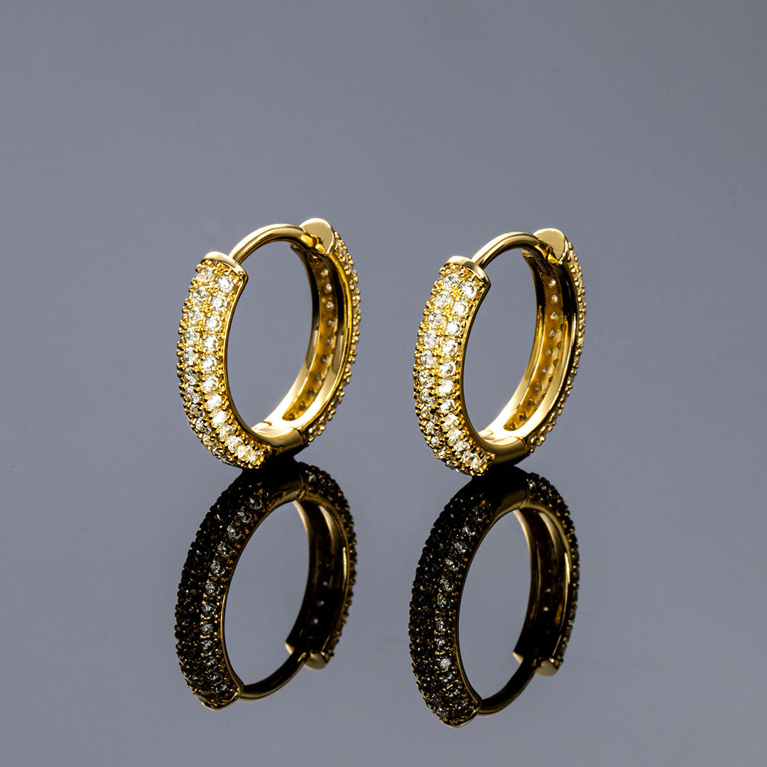Iced Out Circle Hoop Earrings In Gold Moissanite With Street Luxury Shine