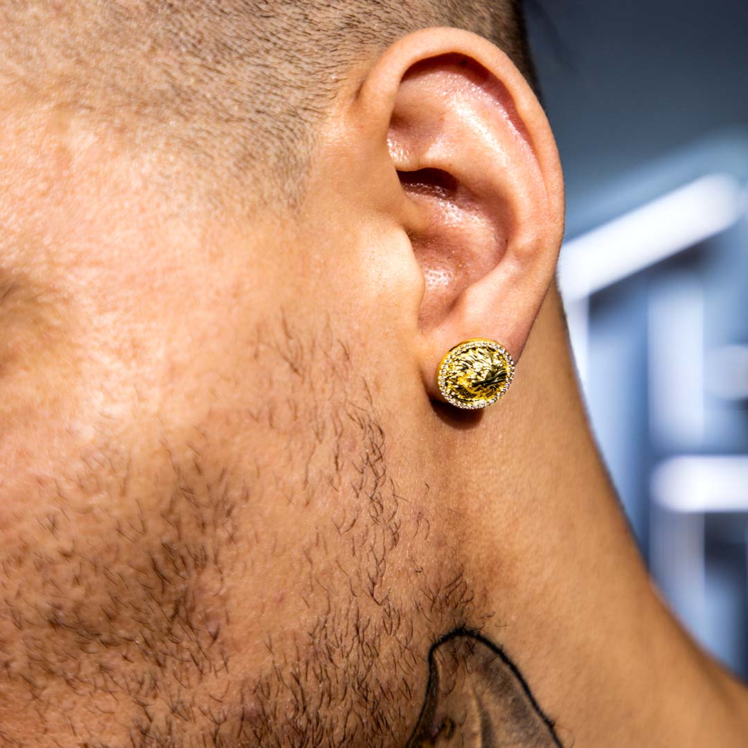 Iced Out Lion Stud Earrings In Gold Made For Street Luxury Energy - Image 4