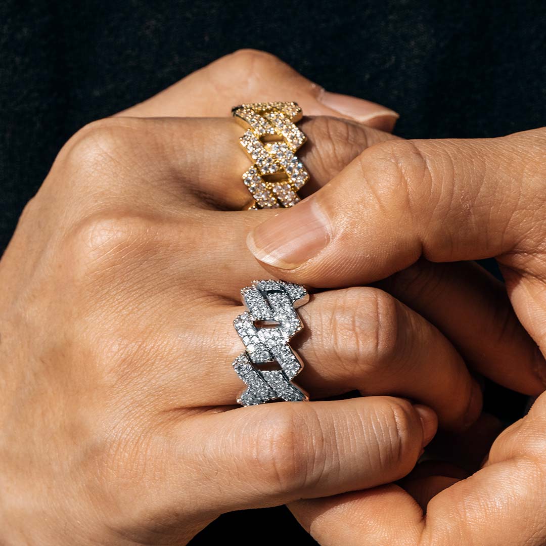 14mm Iced Out Prong Cuban Ring In Gold Gold Shine With Street Luxury - Image 4