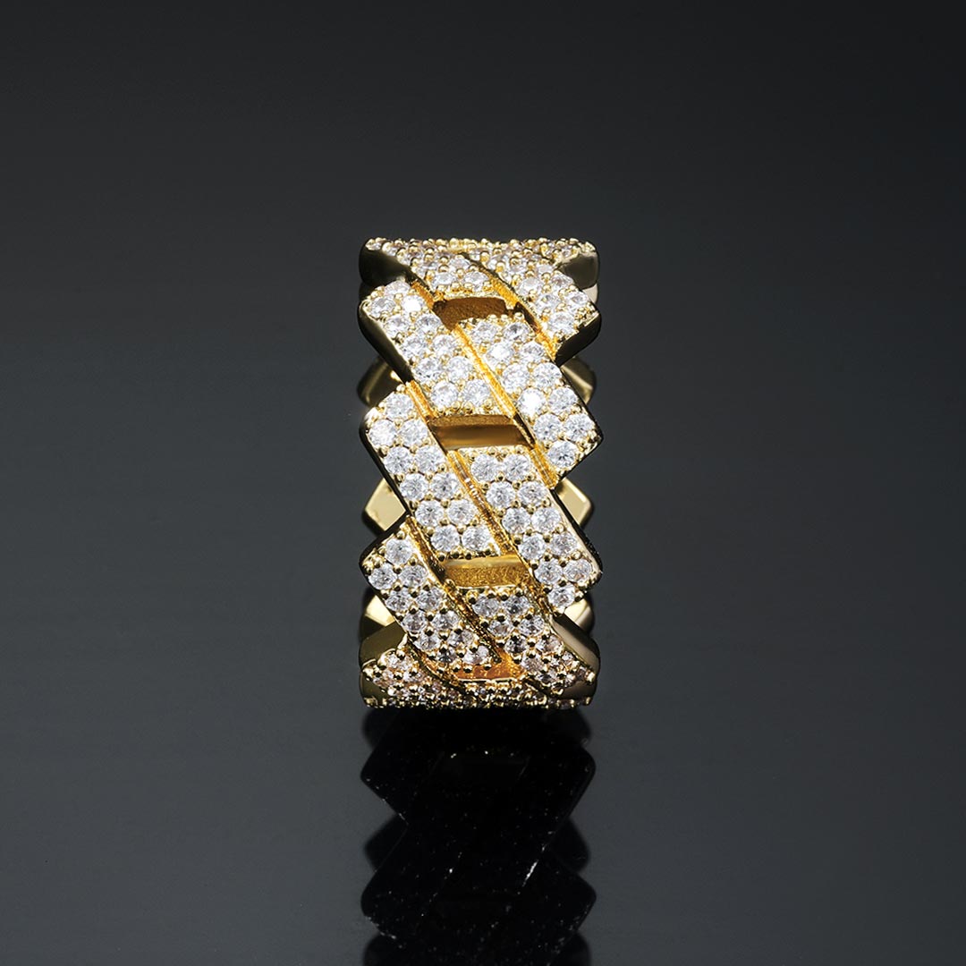 14mm Iced Out Prong Cuban Ring In Gold Gold Shine With Street Luxury - Image 6
