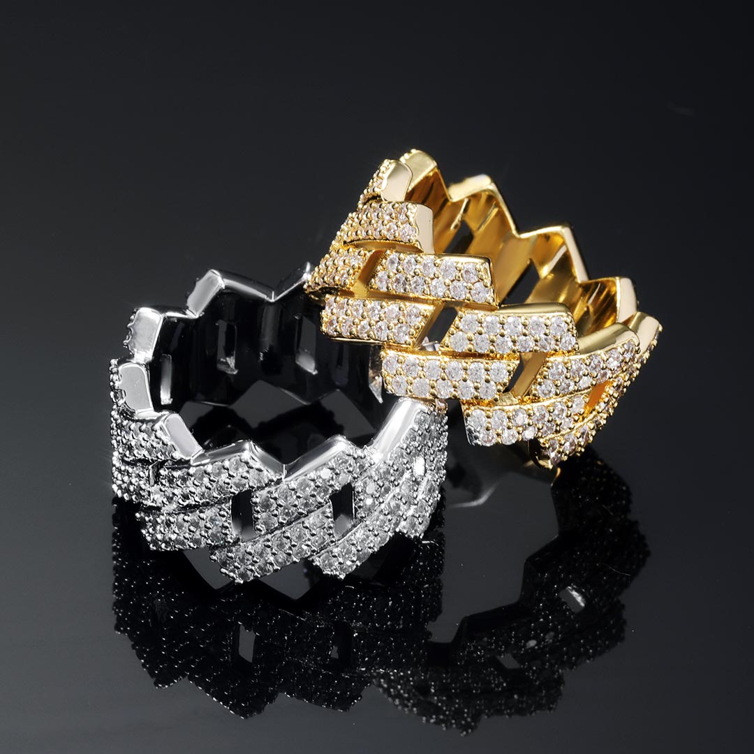 14mm Iced Out Prong Cuban Ring In Gold Gold Shine With Street Luxury - Image 7