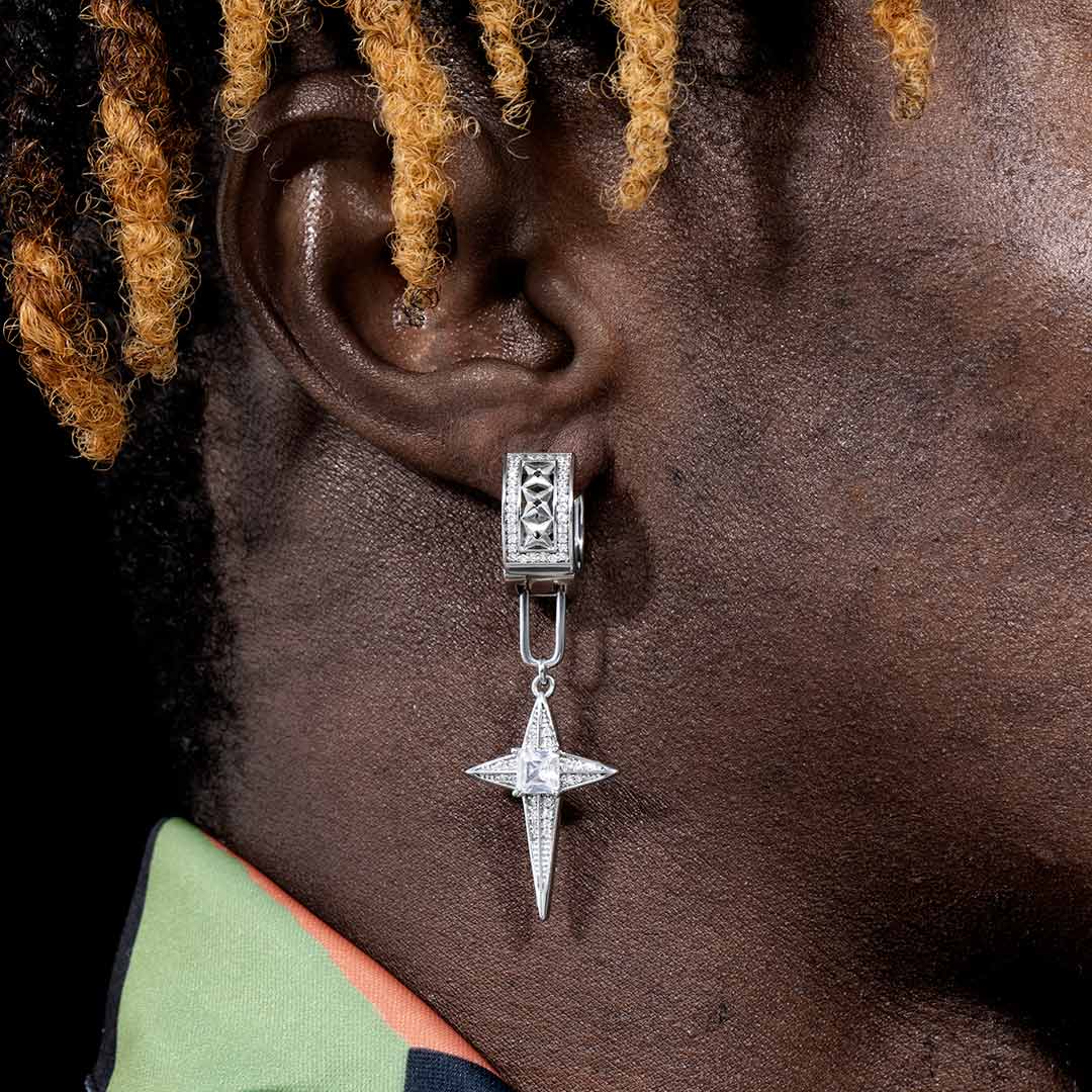 Iced Out Detachable Star Asymmetric Earrings Moissanite - Image 3