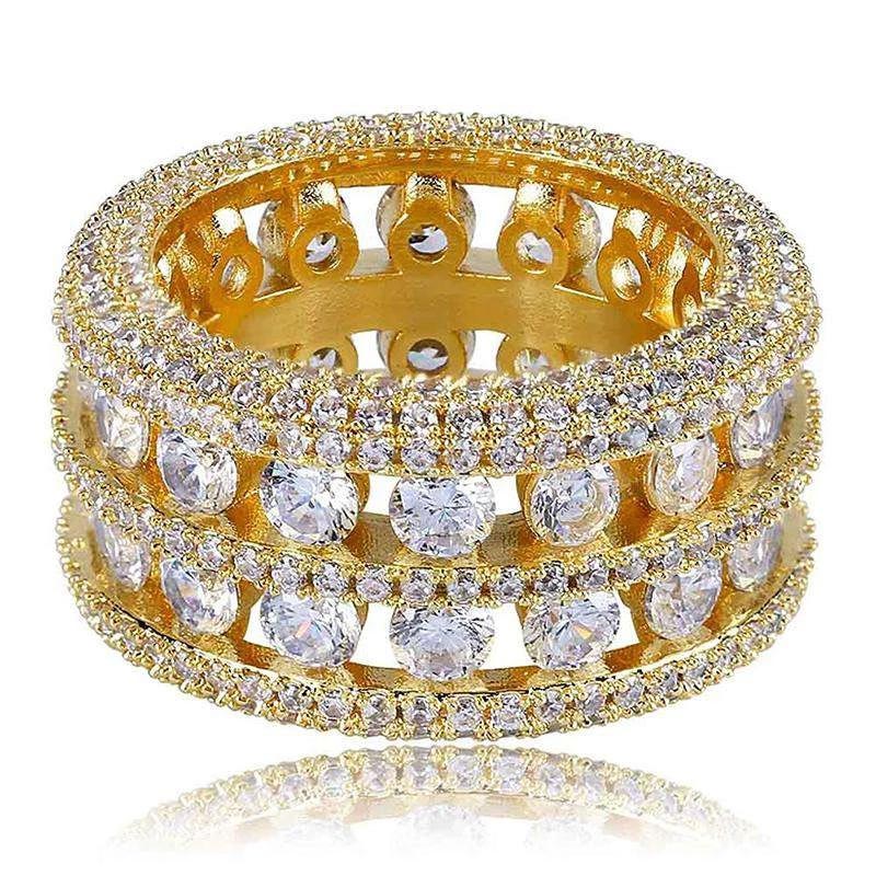 Round Cut Halo Eternity Band In Gold Iced Out Shine With Street Luxury - Image 3