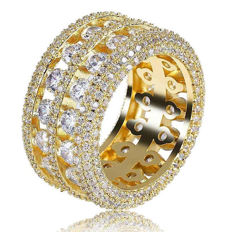 Round Cut Halo Eternity Band In Gold Iced Out Shine With Street Luxury - Image 6