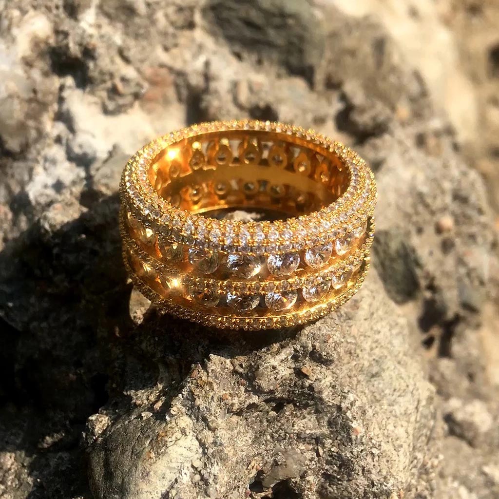 Round Cut Halo Eternity Band In Gold Iced Out Shine With Street Luxury - Image 7
