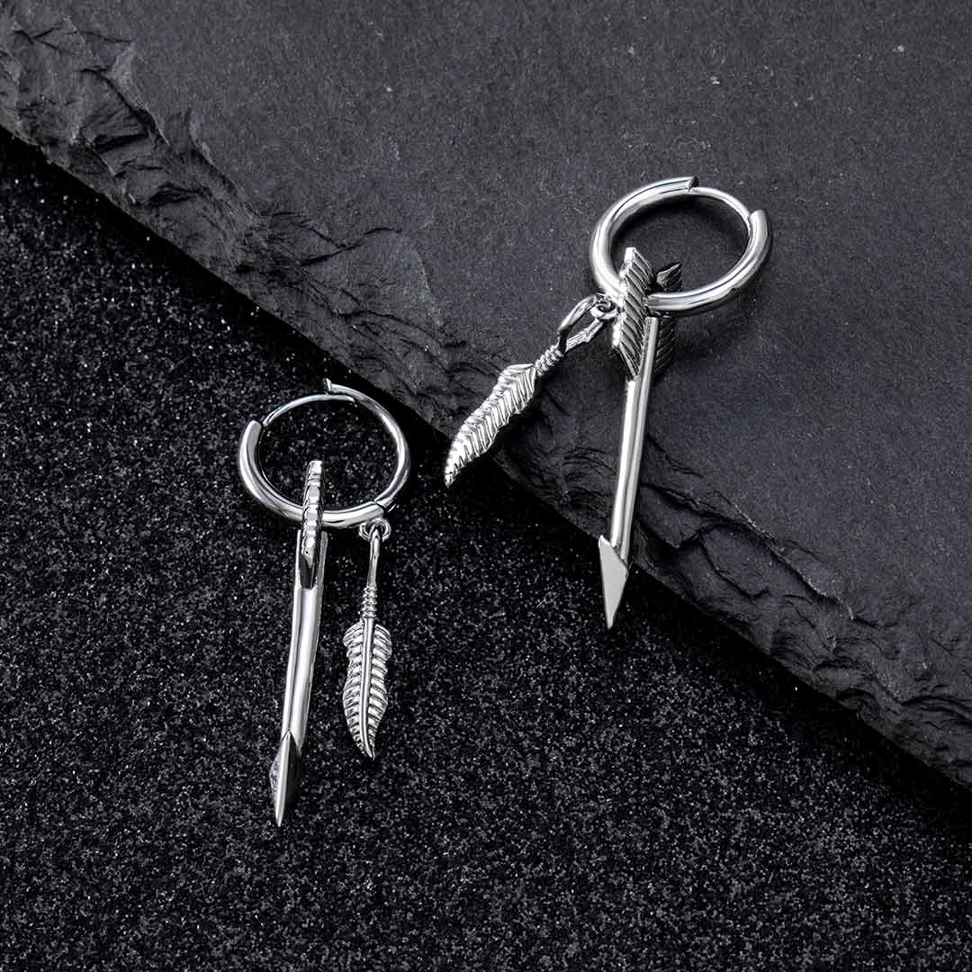 Detachable Arrow Stainless Steel Hoop Earrings With Street Luxury Shine - Image 3