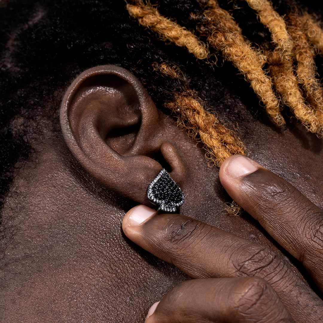 Iced Out Spades Earrings In Black Gold Made For Street Luxury Energy - Image 3