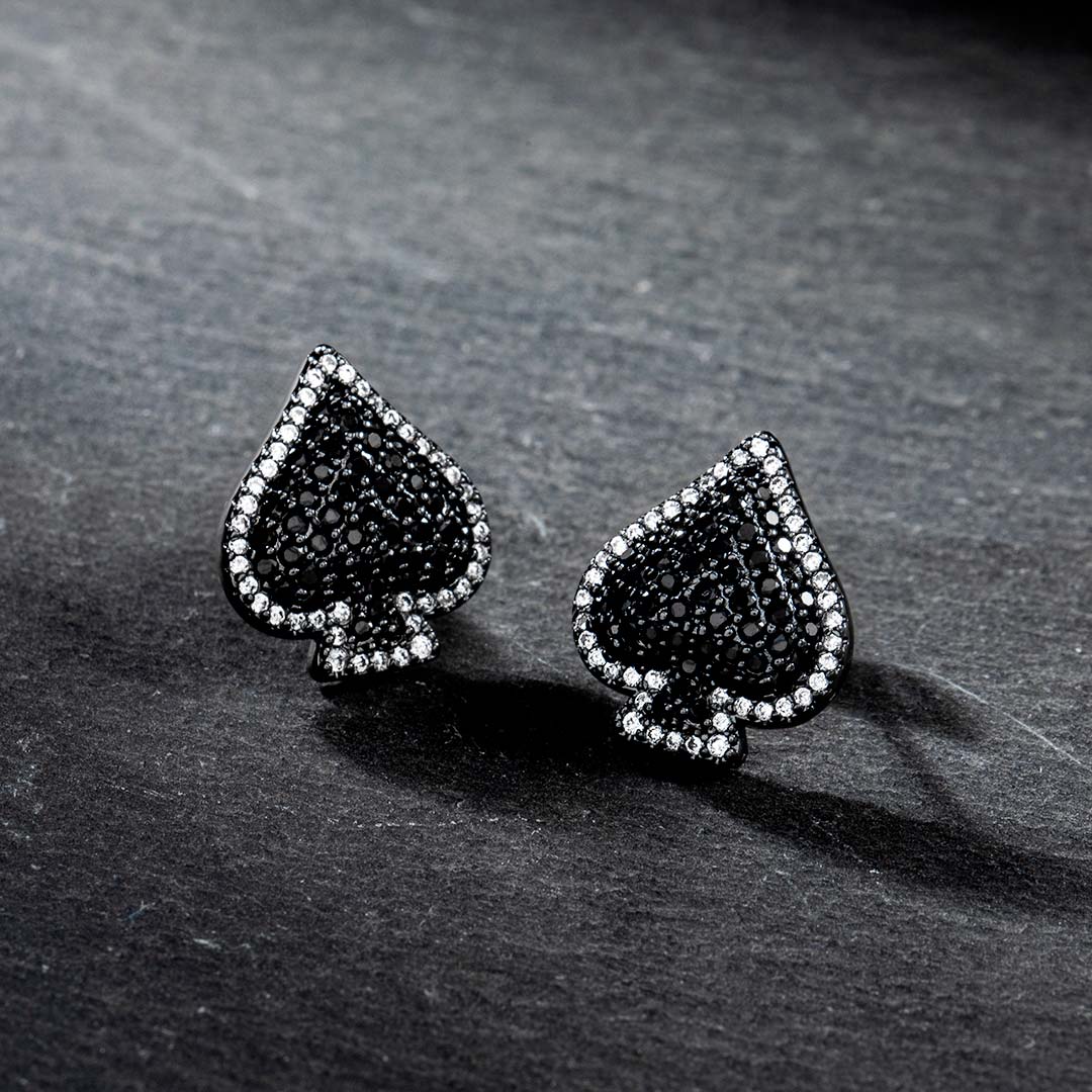 Iced Out Spades Earrings In Black Gold Made For Street Luxury Energy - Image 4