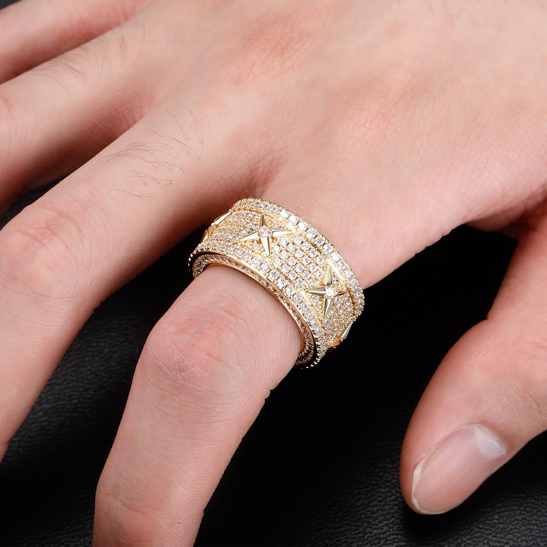 Men's North Star Stones Paved Band In Gold Ring With Street Luxury Shine - Image 3
