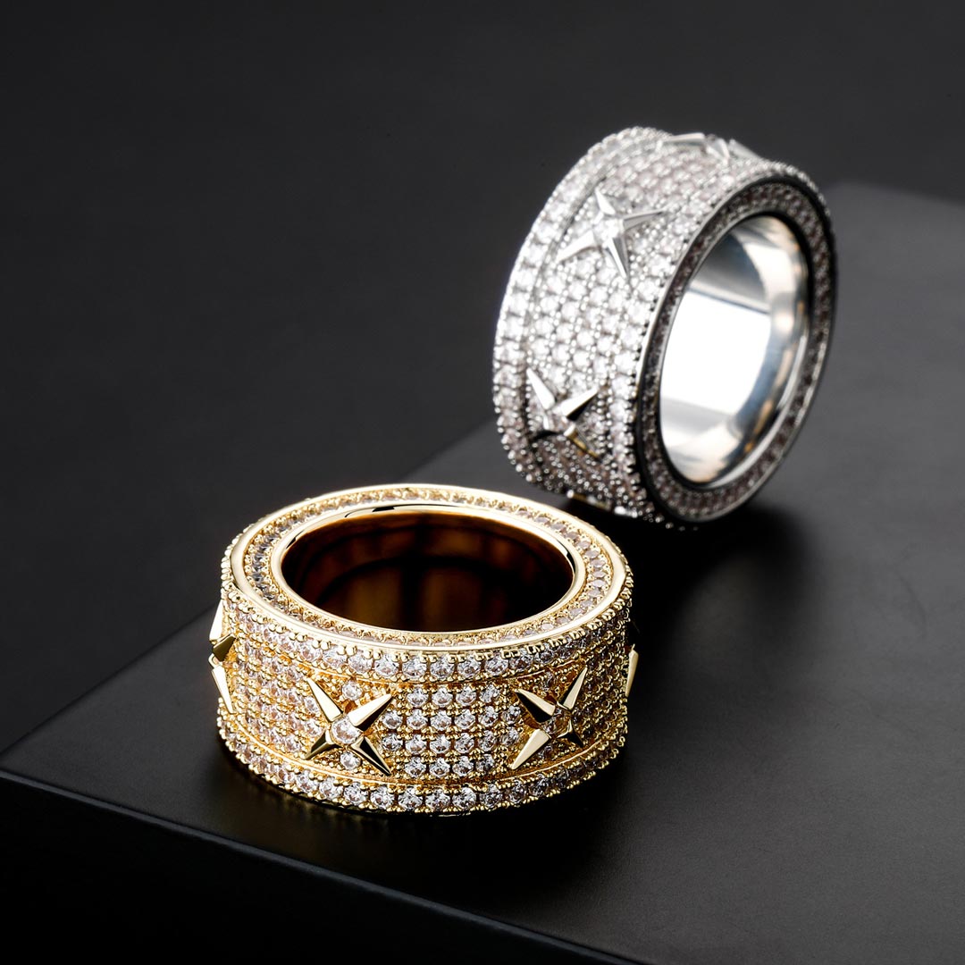 Men's North Star Stones Paved Band In Gold Ring With Street Luxury Shine - Image 4