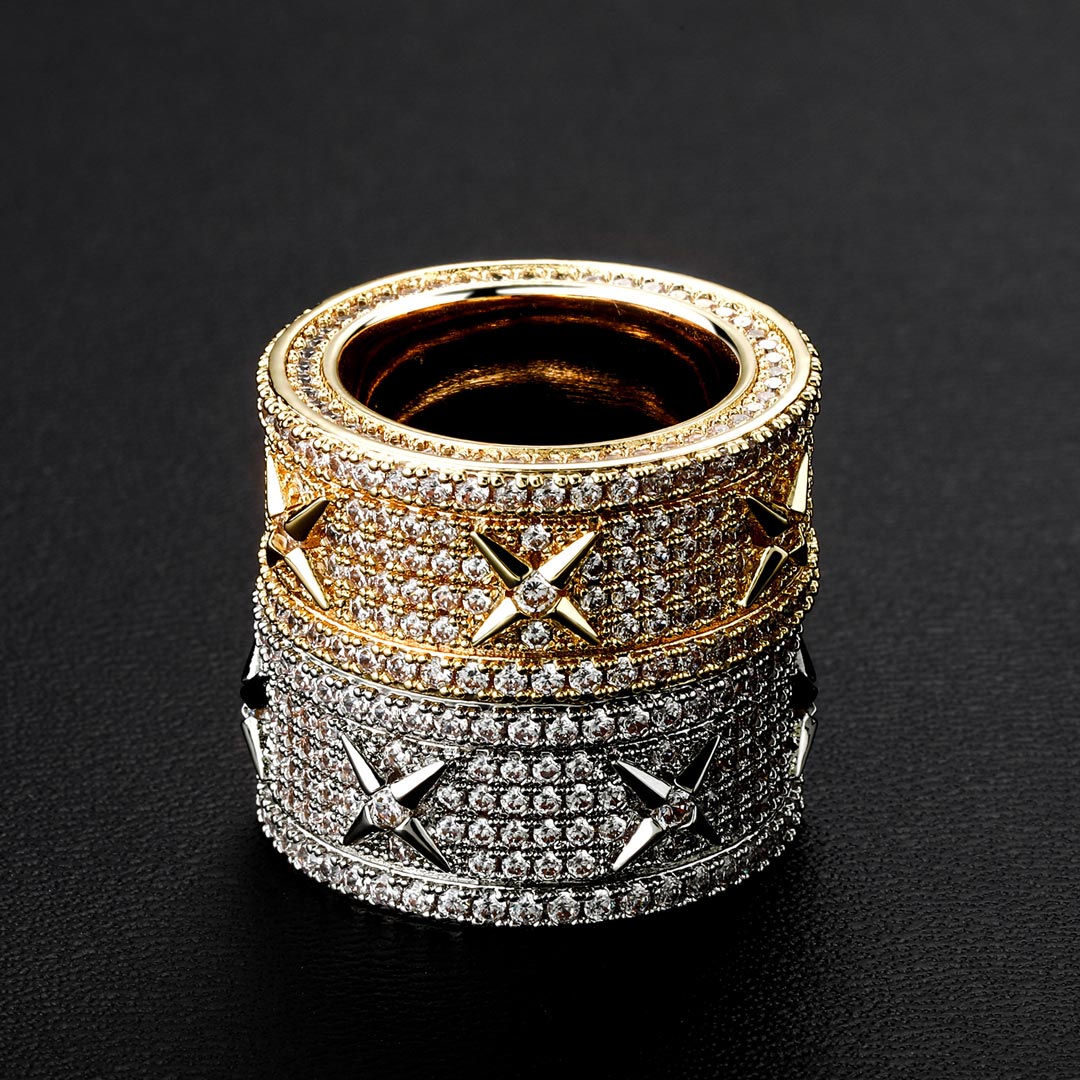 Men's North Star Stones Paved Band In Gold Ring With Street Luxury Shine - Image 5