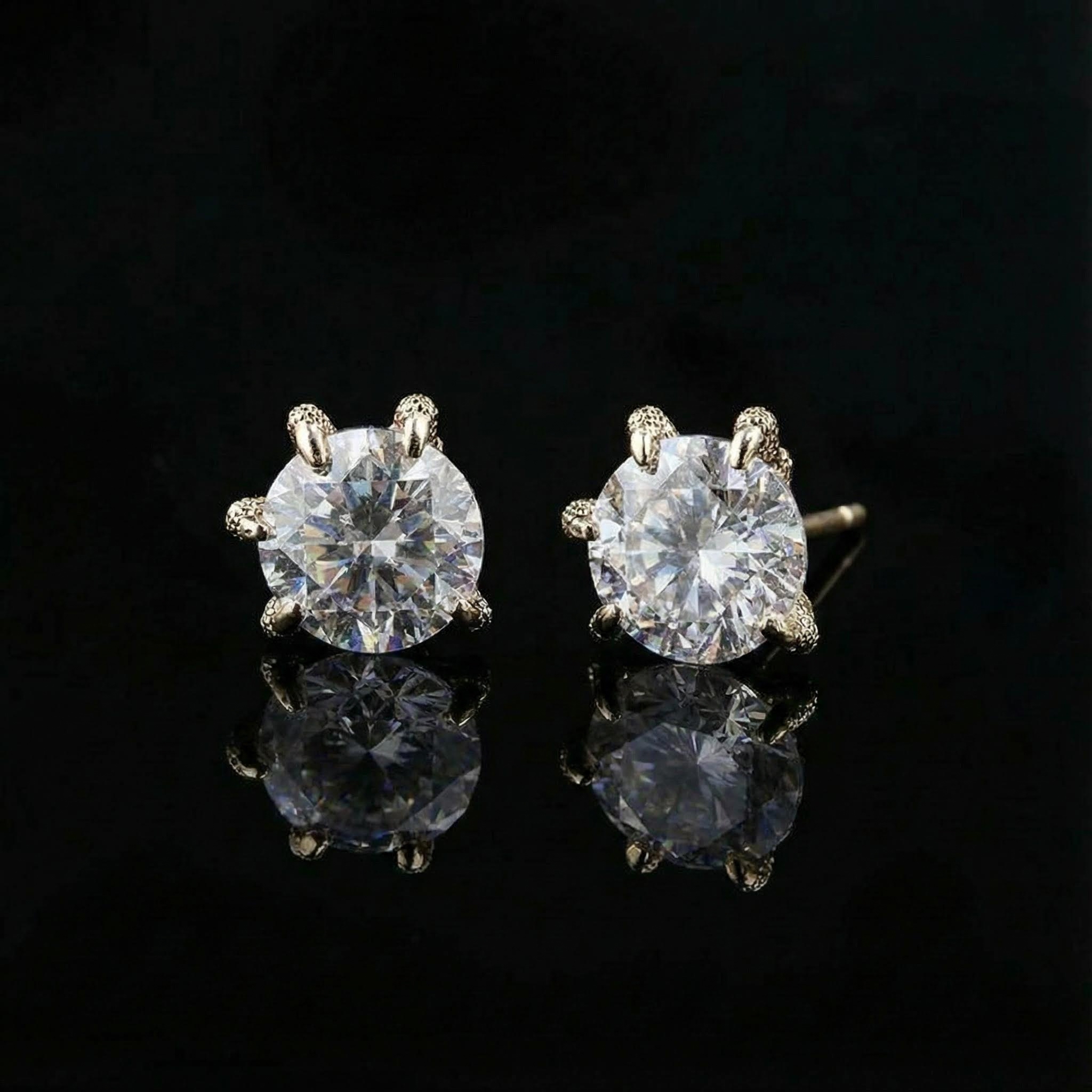 Dragon Claw Stud Earrings Moissanite With Street Luxury Shine - Image 3