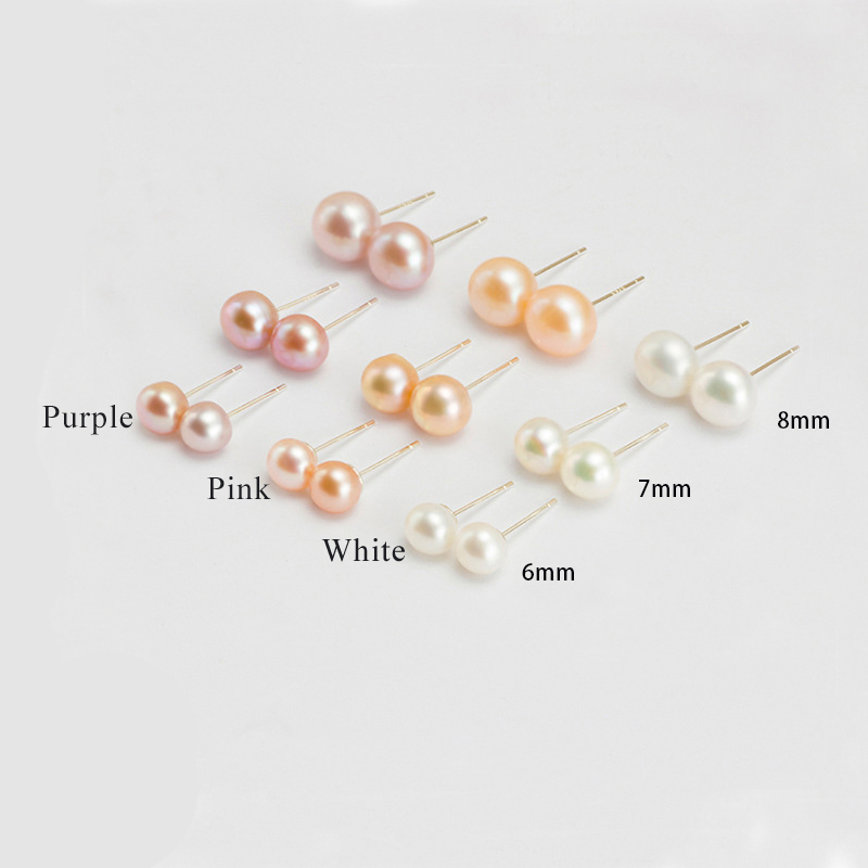 8mm/7mm/6mm White Freshwater Pearl S925 Stud Earrings Silver - Image 5