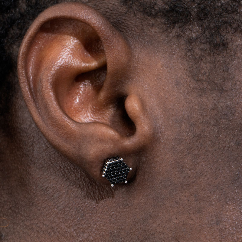 Hexagon Micro Pave Studs Earrings Bold Statement Style With Street Luxury - Image 4