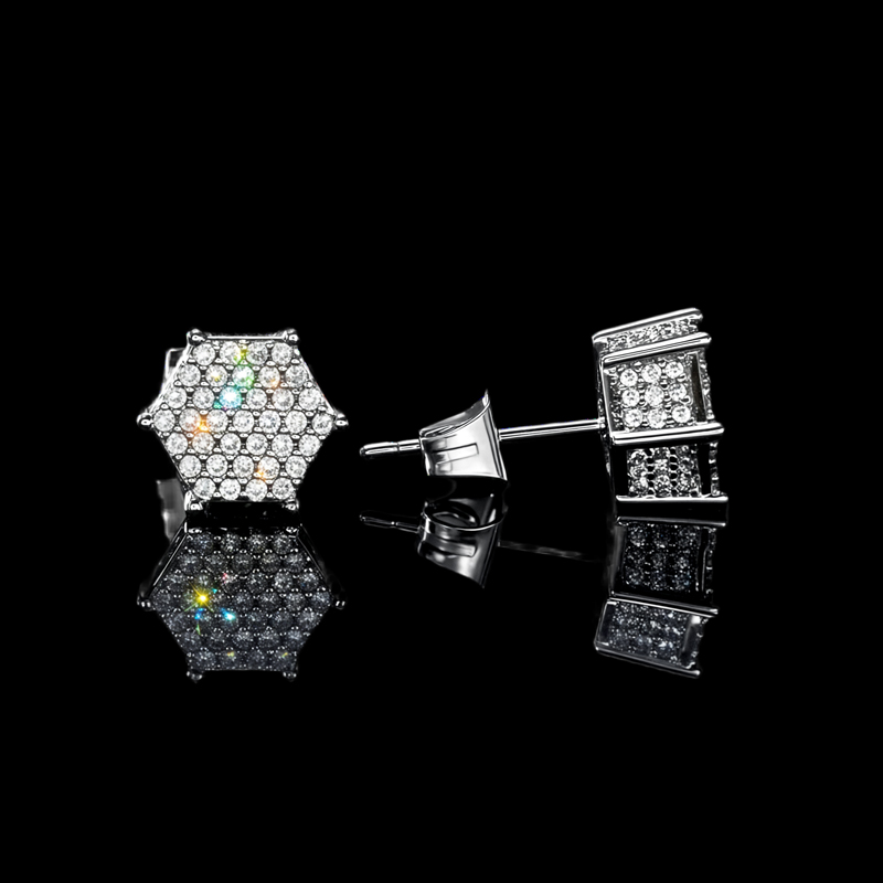 Hexagon Micro Pave Studs Earrings Bold Statement Style With Street Luxury - Image 7