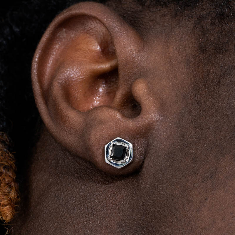 Iced Out Hexagon Nut Studs Earrings Gold With Street Luxury Shine - Image 7