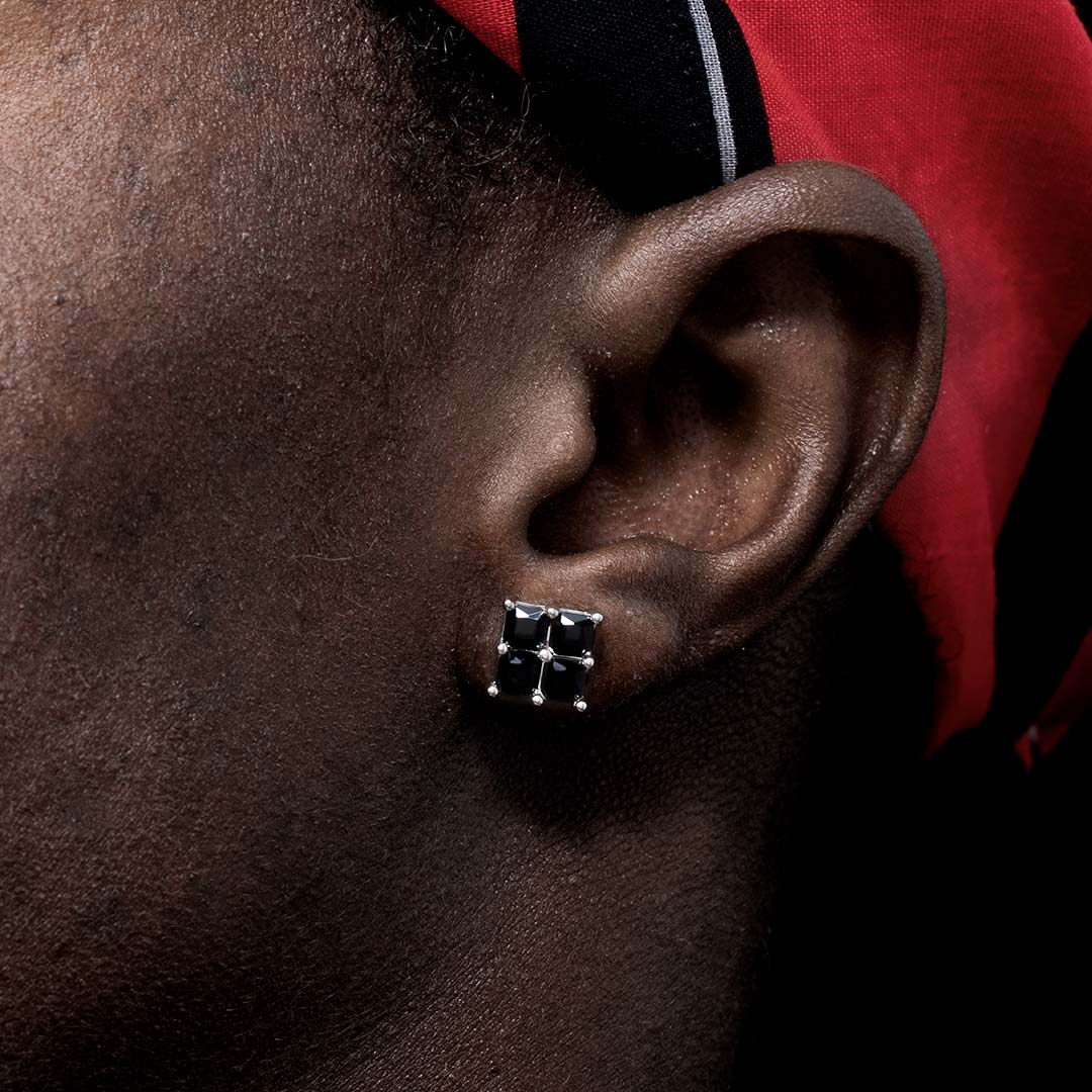 Black Square Stud Earrings-9*9mm Bold Statement Style With Street Luxury - Image 3