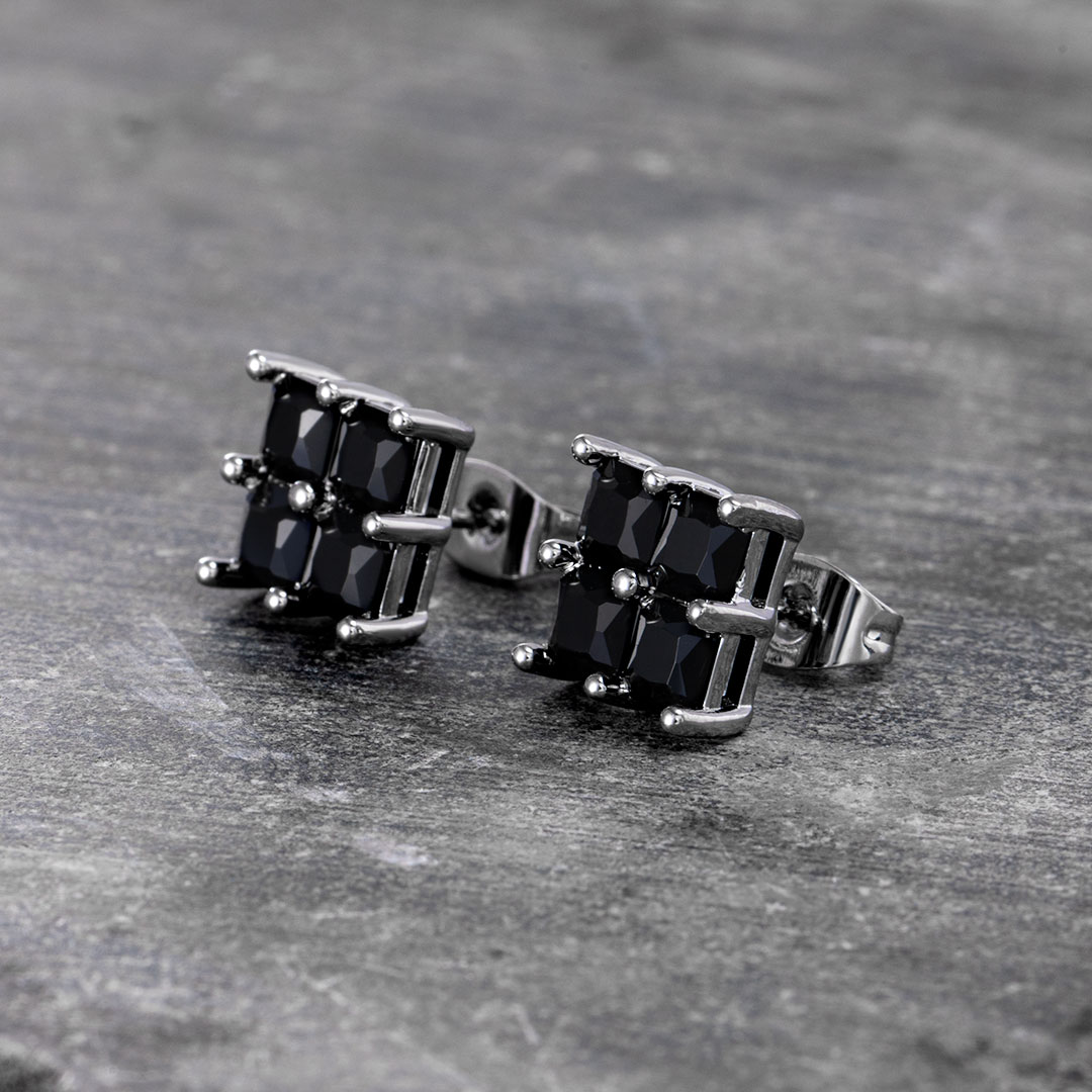 Black Square Stud Earrings-9*9mm Bold Statement Style With Street Luxury - Image 5