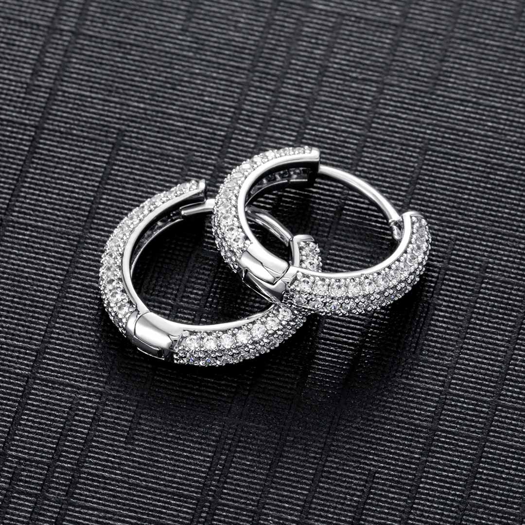 Iced Out Circle Hoop Earrings Moissanite With Street Luxury Shine - Image 3
