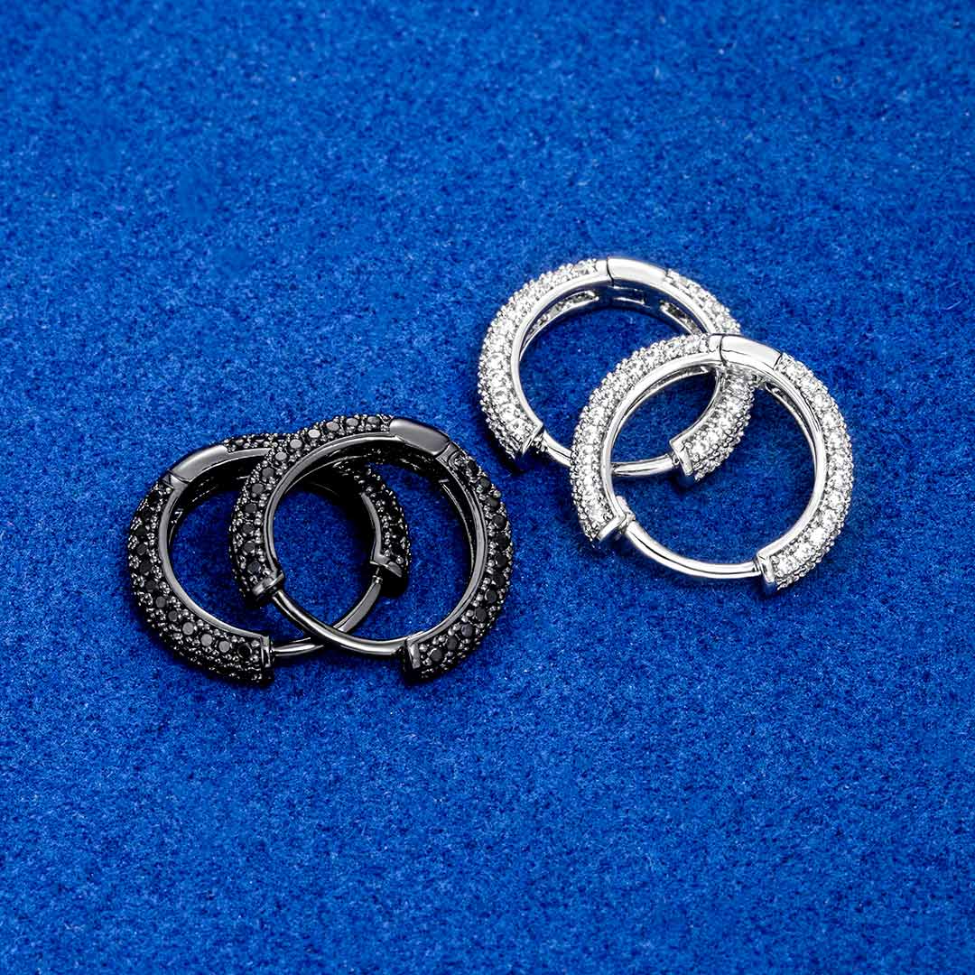 Iced Out Circle Hoop Earrings Moissanite With Street Luxury Shine