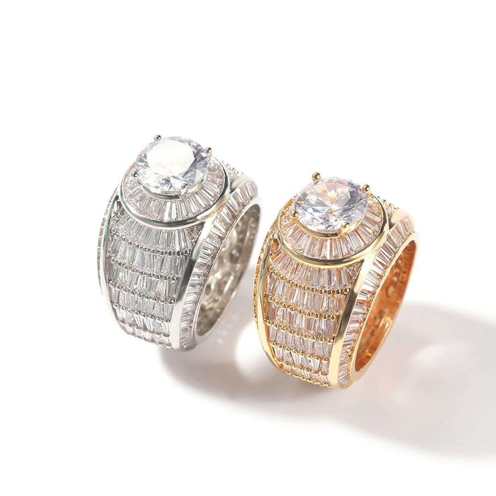 Baguette And Round Diamond Ring In Gold Iced Out Shine With Street Luxury - Image 4