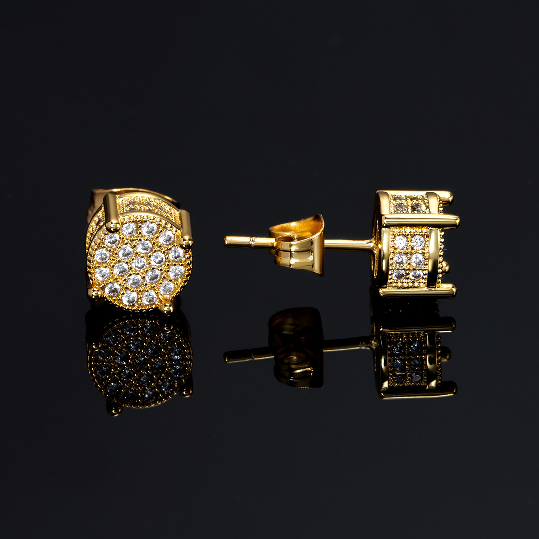 Iced Out Earrings In Gold Gold Shine With Street Luxury