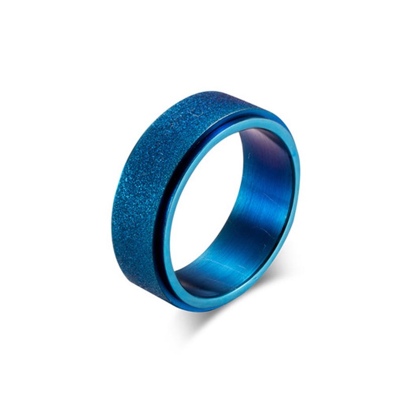 Men's Rotatable Blue Frosted Steel Simple Band With Street Luxury Shine