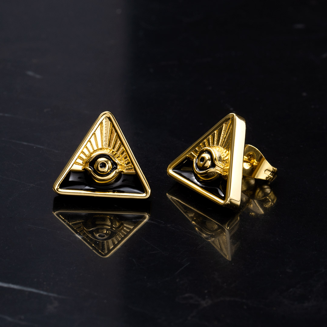 Eye Of God Triangle Studs Earrings Bold Statement Style With Street Luxury