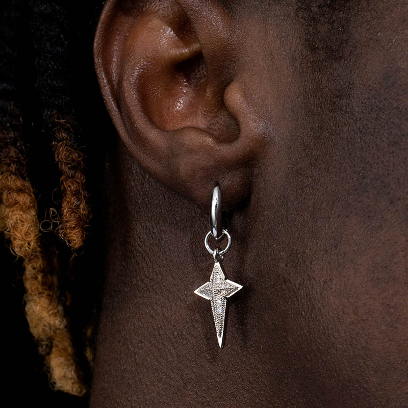 Iced Out Four-pointed Star Dangle Earrings Gold With Street Luxury Shine - Image 5