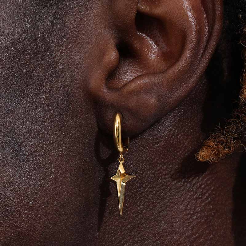 Four-pointed Star Dangle Earrings Bold Statement Style With Street Luxury - Image 3