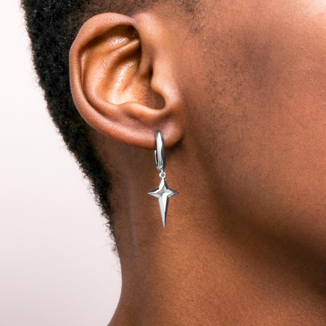 Four-pointed Star Dangle Earrings Bold Statement Style With Street Luxury - Image 4