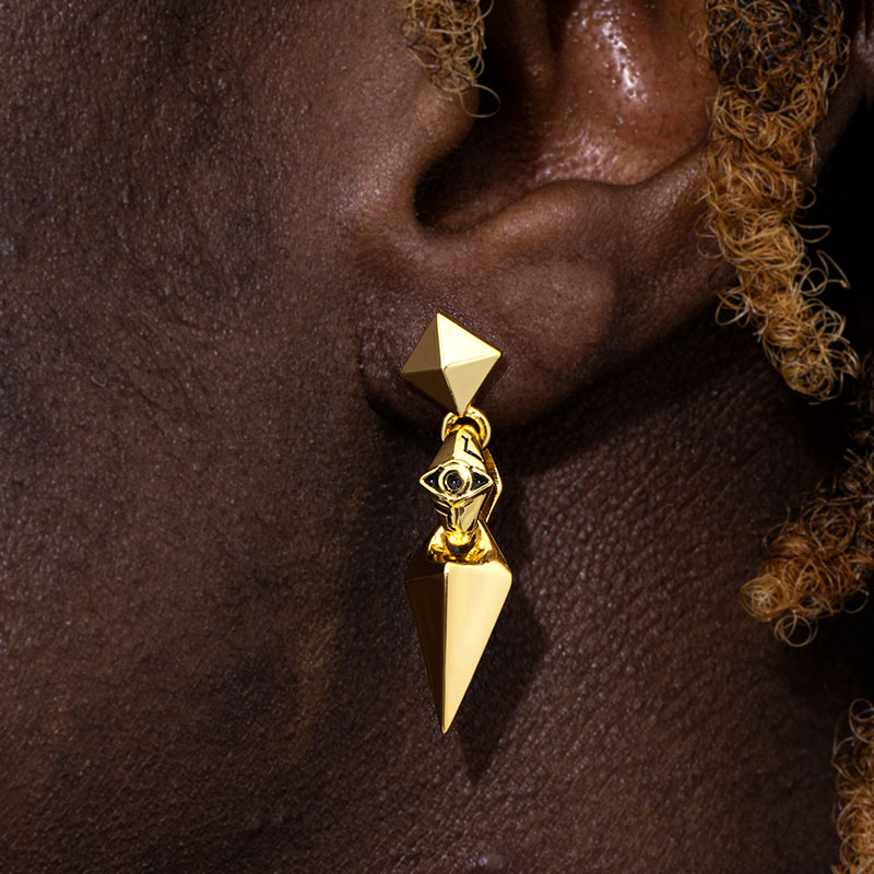 Pyramid Eye Of Ra Earrings In Gold Gold With Bold Statement Appeal - Image 3