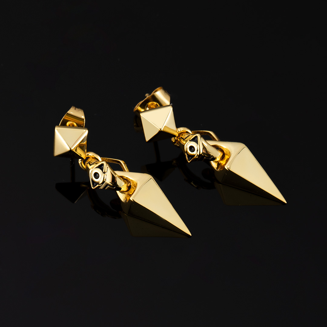 Pyramid Eye Of Ra Earrings In Gold Gold With Bold Statement Appeal - Image 4