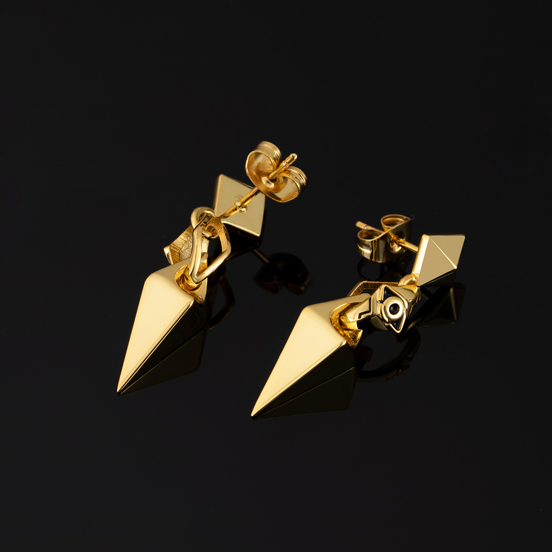 Pyramid Eye Of Ra Earrings In Gold Gold With Bold Statement Appeal - Image 5