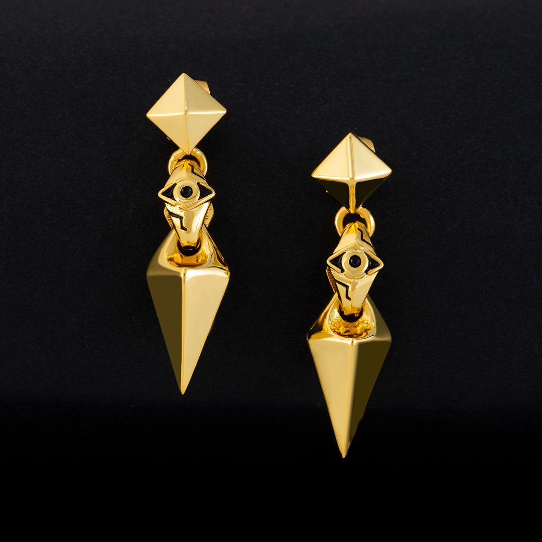 Pyramid Eye Of Ra Earrings In Gold Gold With Bold Statement Appeal