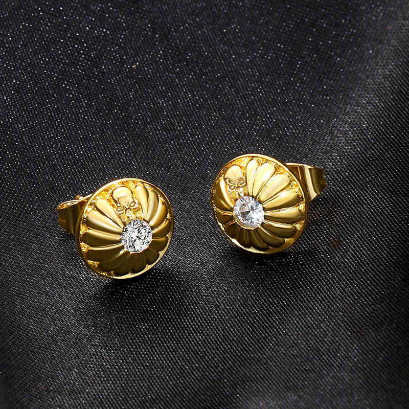 Iced Out Daisy Skull Earrings Gold With Street Luxury Shine