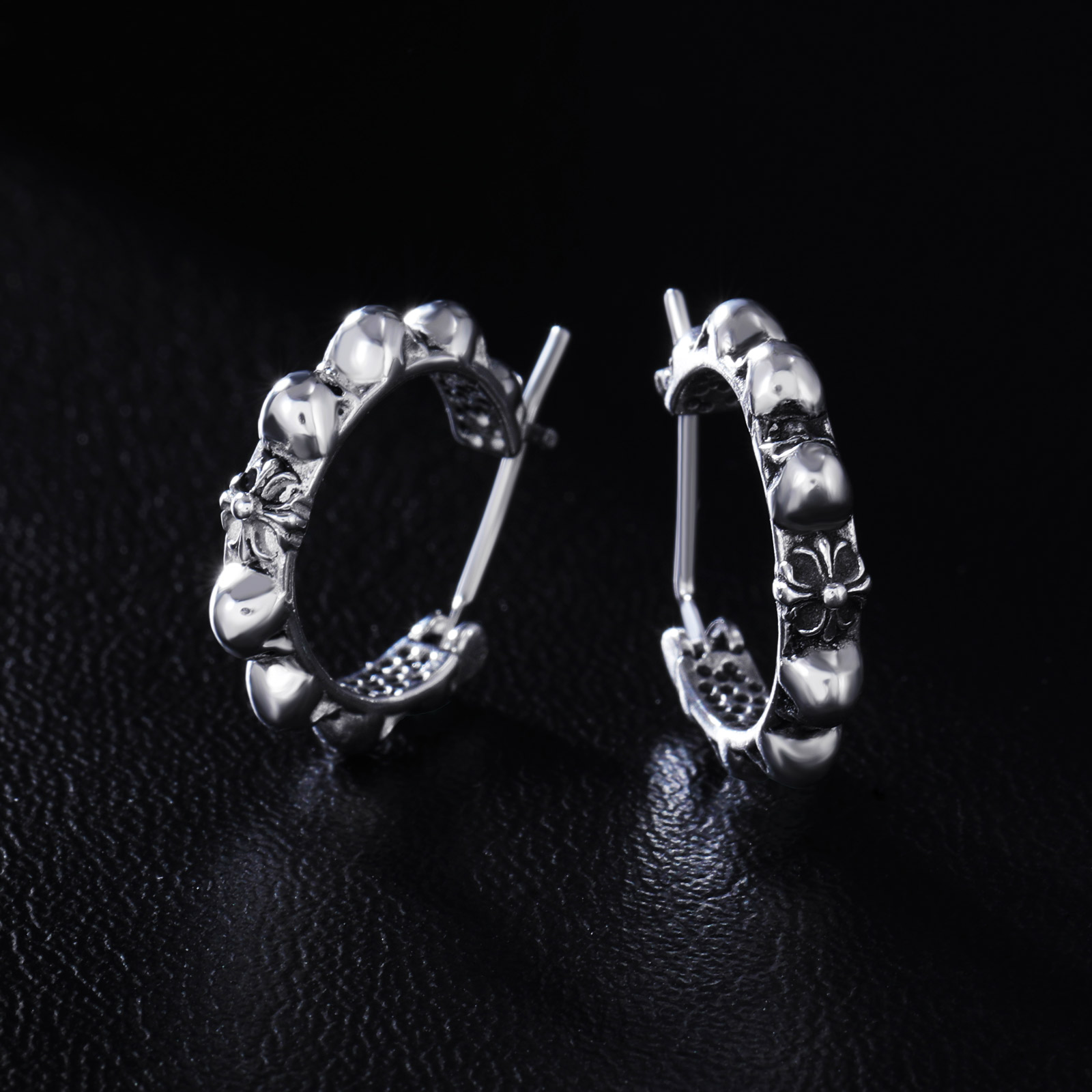 Skull Huggie Stainless Steel Earrings Silver With Street Luxury Shine