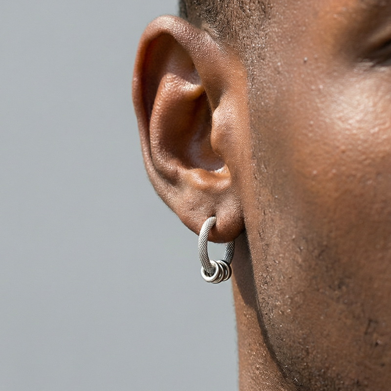 Diamond Pattern Charm Beads Hoop Earrings Iced Out Shine With Street Luxury - Image 3