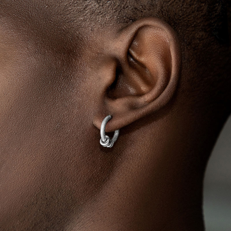 Diamond Pattern Charm Beads Hoop Earrings Iced Out Shine With Street Luxury - Image 4