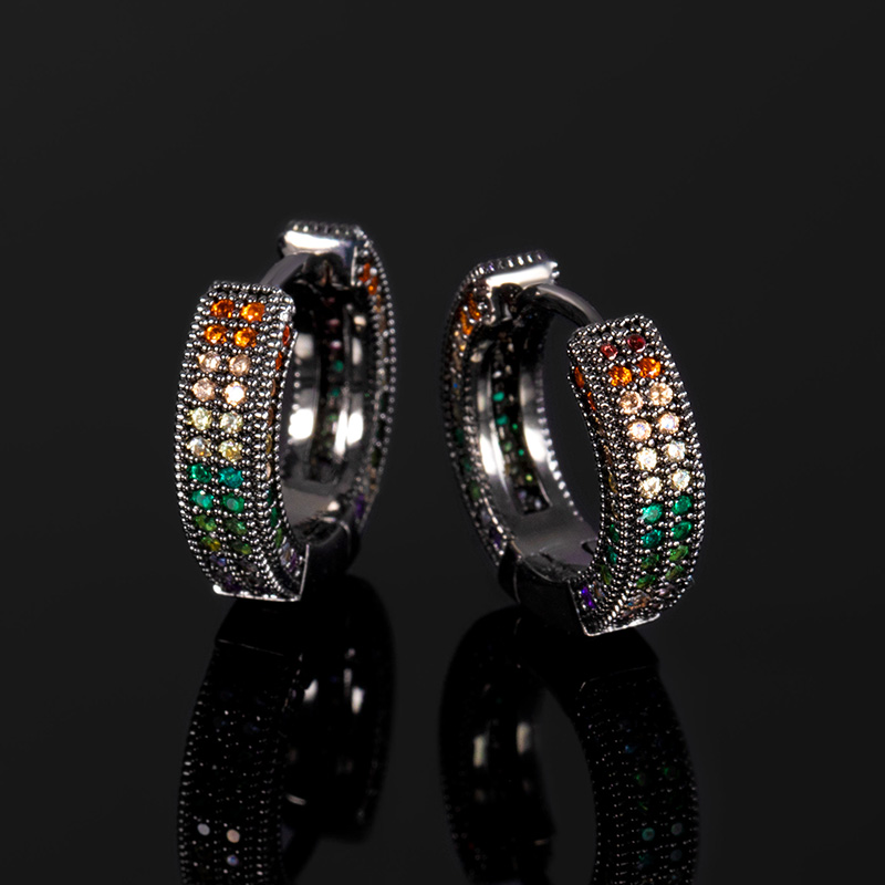 Iced Out Rainbow Hoop Earrings Gold With Street Luxury Shine - Image 3